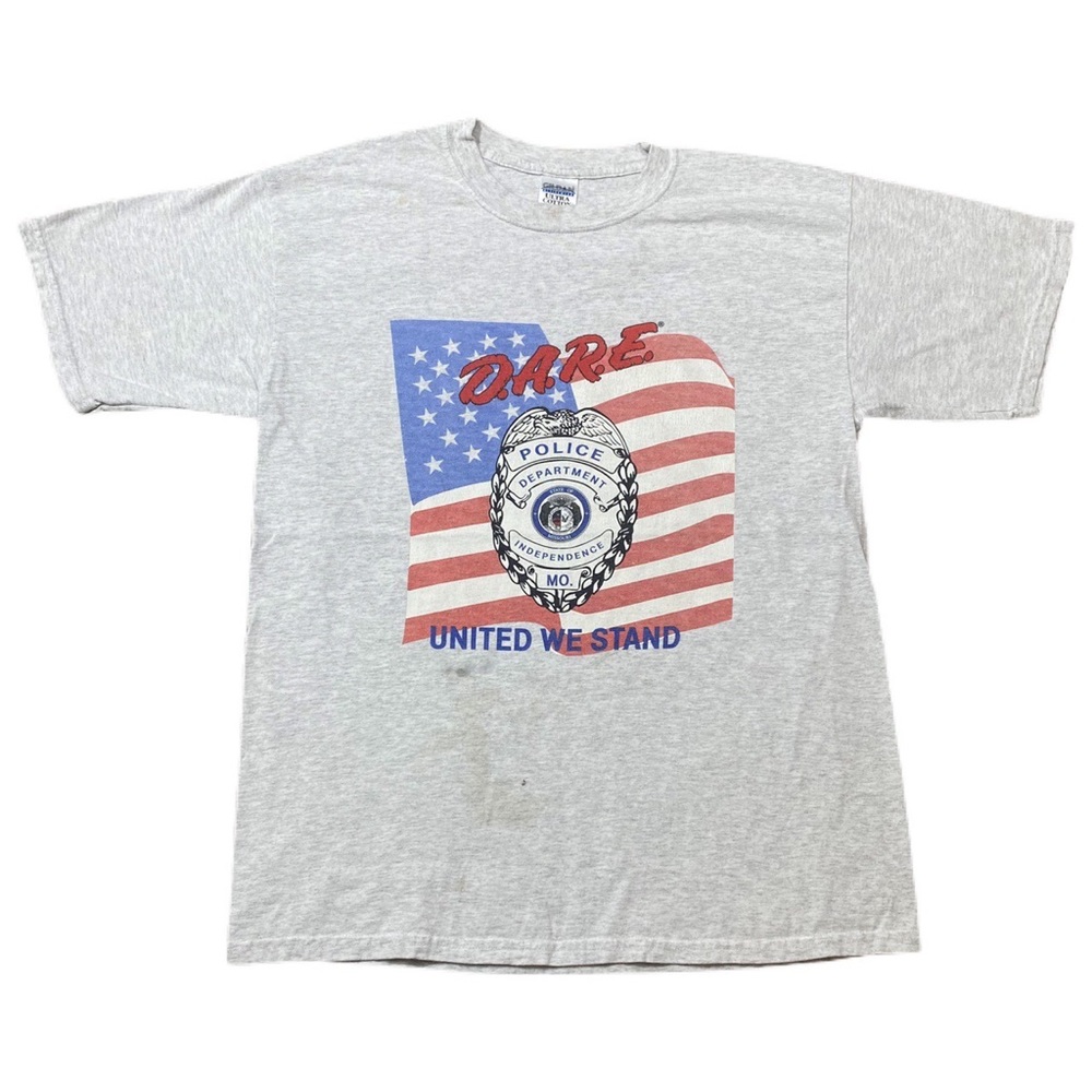 Y2K D.A.R.E Police United we Stand Graphic Distressed T-Shirt size XL